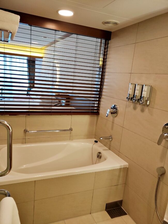 バスタブには備え付けのシャンプー類