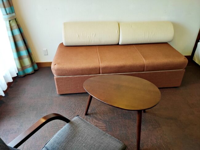 ゆとりのある空間で一人掛けのチェアとソファ